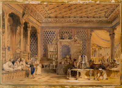 Interior of a Turkish Caffinet, Constantinople, 1838 by Thomas Allom